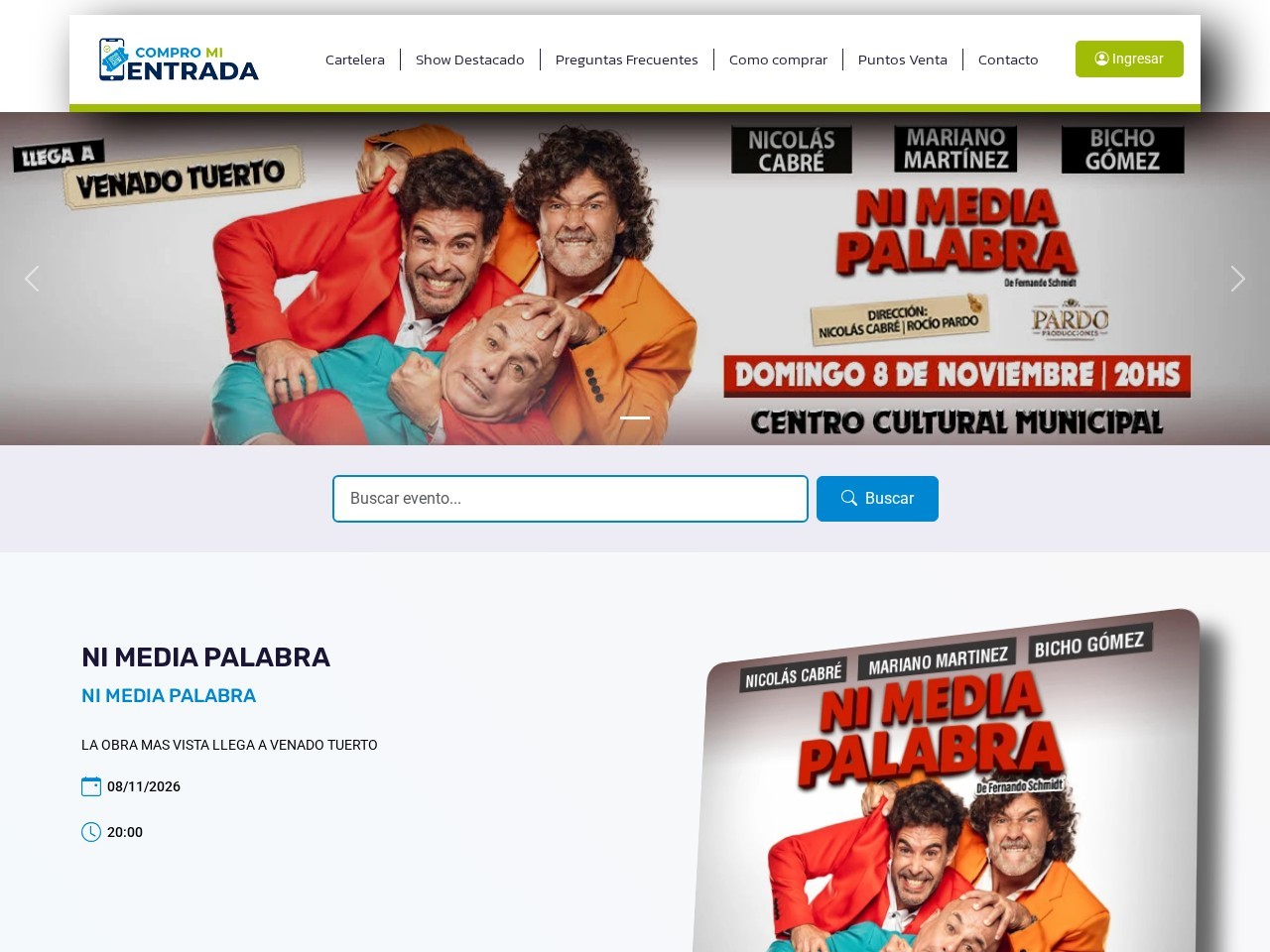 Sitio web de ComproMiEntrada diseñado por Pensamos Primero