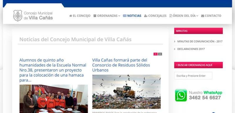 Sitio web de Concejo Municipal Villa Cañas diseñado por Pensamos Primero