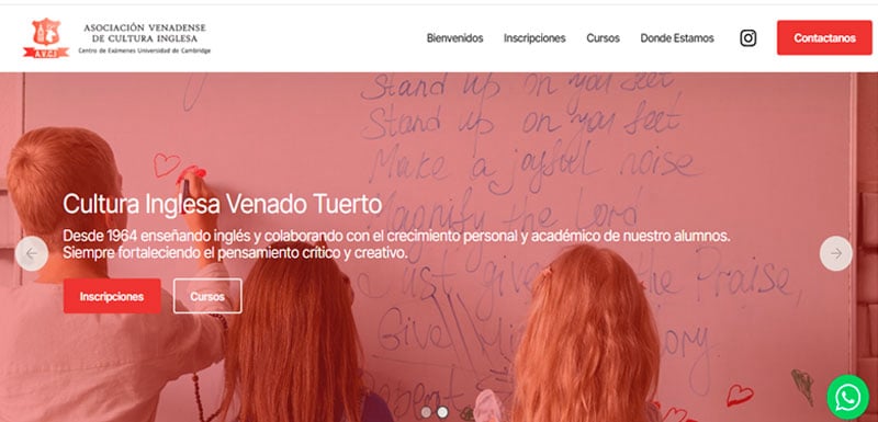 Sitio web de Cultura Inglesa diseñado por Pensamos Primero
