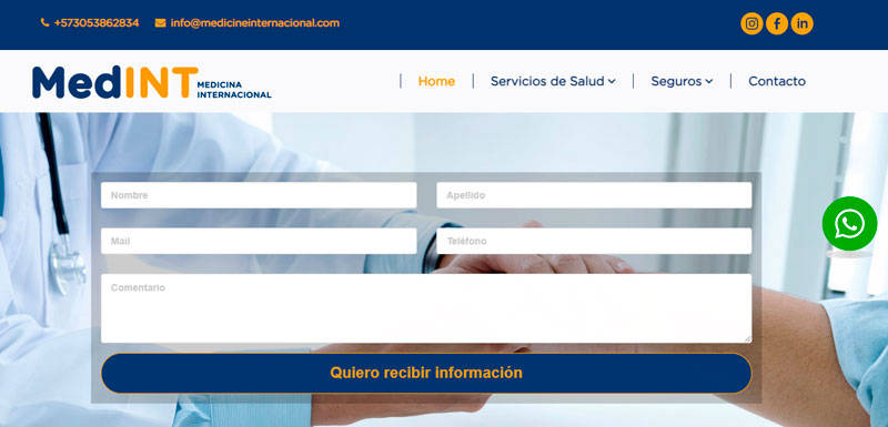 Sitio web de Medicine Internacional diseñado por Pensamos Primero
