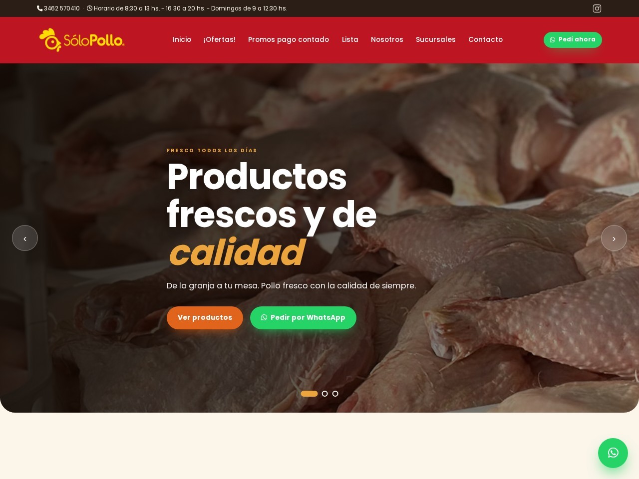 Sitio web de Solo Pollo diseñado por Pensamos Primero