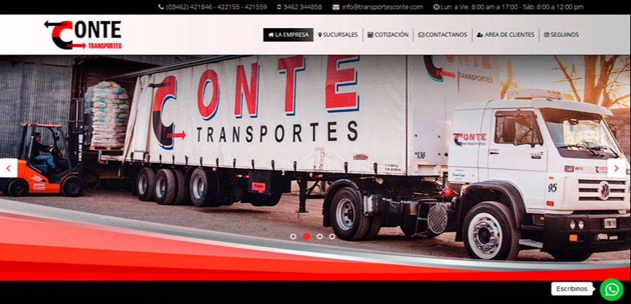 Sitio web de Transportes Conte diseñado por Pensamos Primero